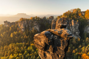 Wehlnadel and Bastei rock, Bastei, Elbe Sandstone Mountains, Saxon Switzerland National Park, Saxony, Germany Wehlnadel and Bastei rock, Bastei, Elbe Sandstone Mountains, Saxon Switzerland National Park, Saxony, Germany